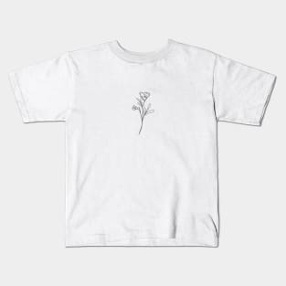 Wildflower Botanical Line Art | Elegant Floral Leaf Design Kids T-Shirt